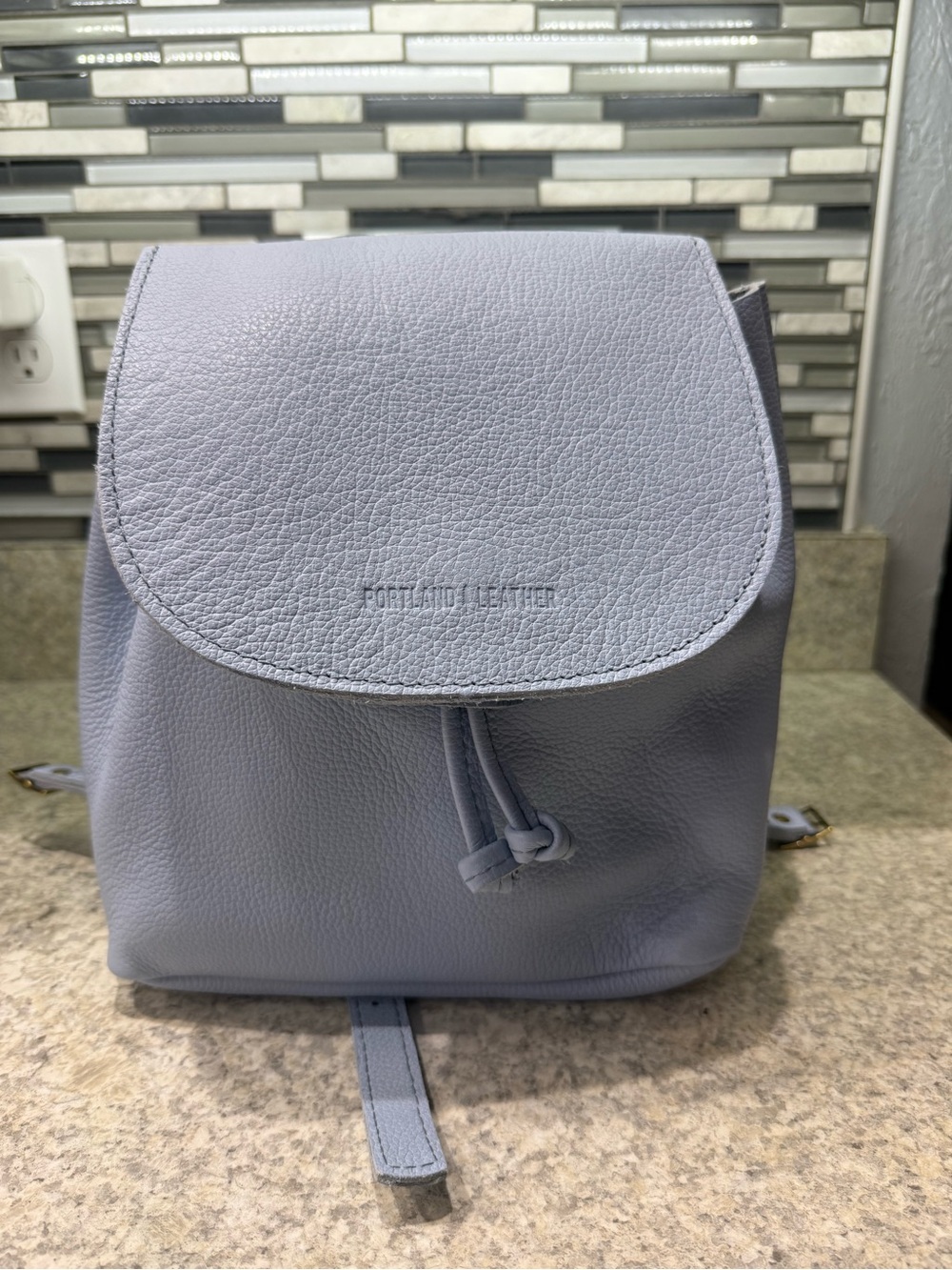Portland Leather Skyway blue Bucket Backpack